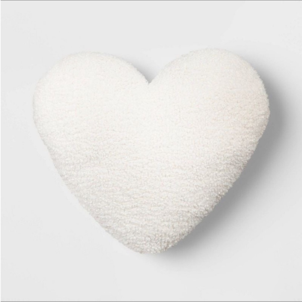 Oversized Teddy Boucle Valentine's Heart Throw Pillow Ivory - Threshold™